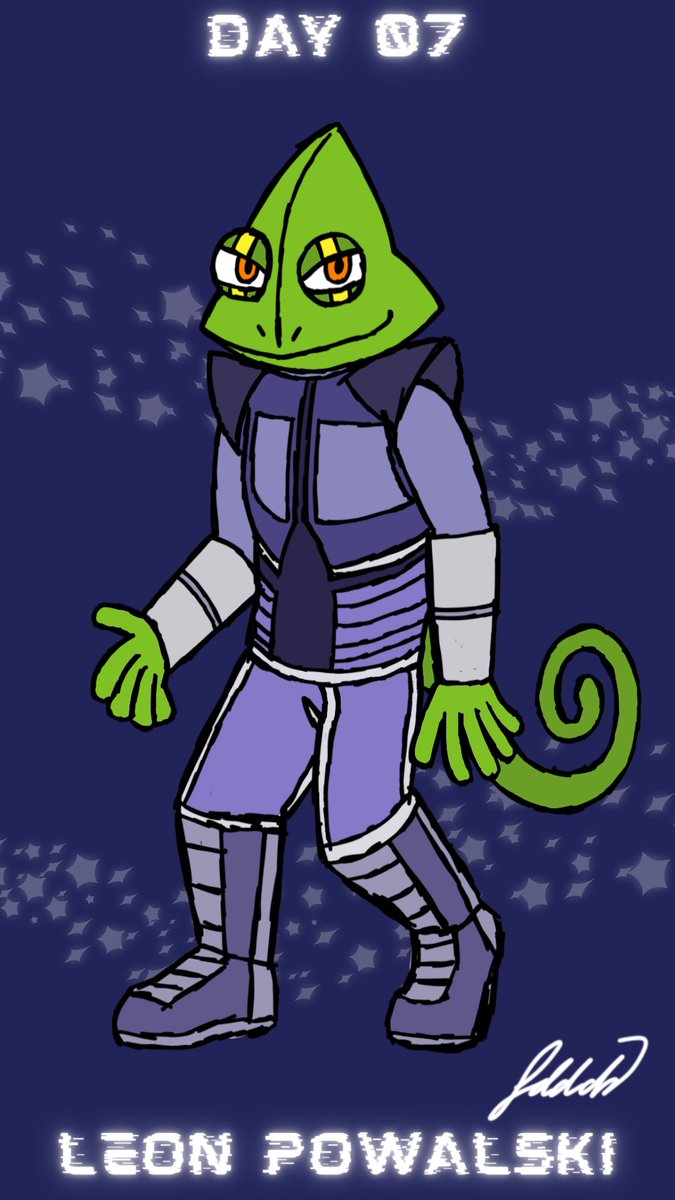 sevenspirits07's tweet photo. Here's Day 07 of my Star Fox themed Inktober challenge.
Big thanks to @GriffinPuatu for voicing him in the 2026 SF game.
🌟🦎
#StarFox
#LeonPowalski https://t.co/usjsB87RIl