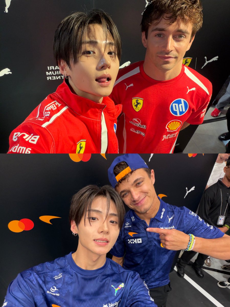 wonxinfilmz's tweet photo. SANGWON SELCA with CHARLES LECLERC &amp; LANDO NORRIS ❤️💙 https://t.co/rkdzORK6GE