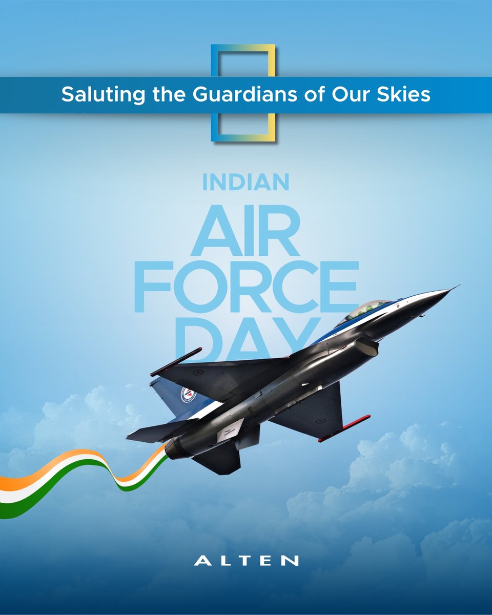 AltenIndia's tweet photo. Indian Air Force Day 🇮🇳✈️
Saluting our air warriors, veterans and families on the 94th Indian Air Force Day. Your courage, discipline and dedication inspire excellence every day. Happy #IndianAirForceDay from ALTEN India. 🫡
#indianairforceday #altenindia #alten #proudindian https://t.co/qLRNHObJrk