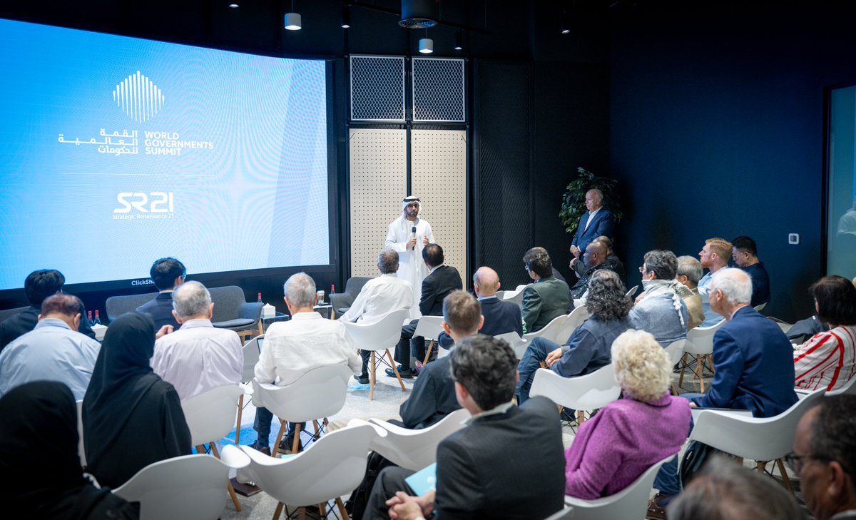 WorldGovSummit's tweet photo. The World Governments Summit, in partnership with Strategic Renaissance 21 (SR21) and @BCapitalGroup, organized 3rd Annual Saturday Global Workshopunder the theme “The Breaking Point”, bringing together more than 40 senior leaders from government, investment, technology and academia.

The workshop explored pressures shaping the global system across capital and energy, trust, conflict and artificial intelligence, with discussions focused on translating dialogue into concrete measures and proposals.

#WorldGovernmentsSummit