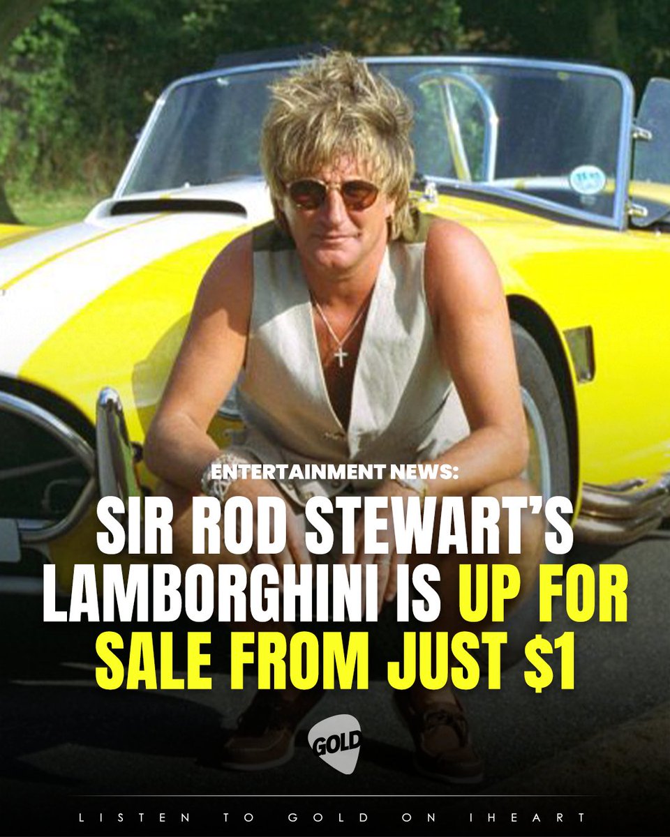 GOLD_1017's tweet photo. Sir Rod Stewart’s old Lamborghini could be yours. The rocker’s former 1998 Diablo VT Roadster is heading to auction, with bids opening from just $1. https://t.co/g0dMjYxVvR