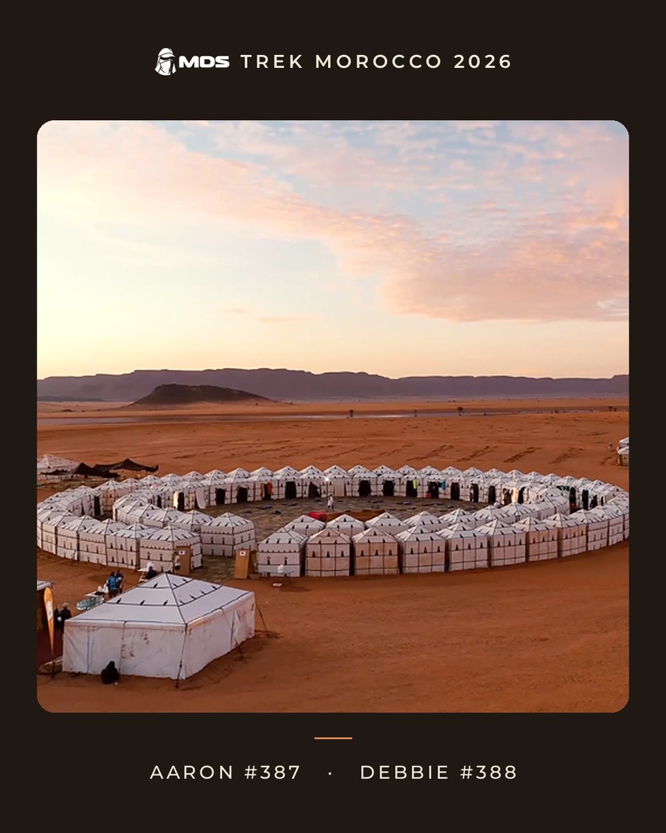 AaronCuha's tweet photo. Motivation gets you to the start line. Systems get you to the finish.

Debbie and I fly to Morocco today for the MDS Trek: 120 km each, five stages, run as much as the sand allows. Bibs 387 &amp; 388.

Follow live from Oct 13: https://t.co/ClsQUAsCsd https://t.co/Cp45psN0jt