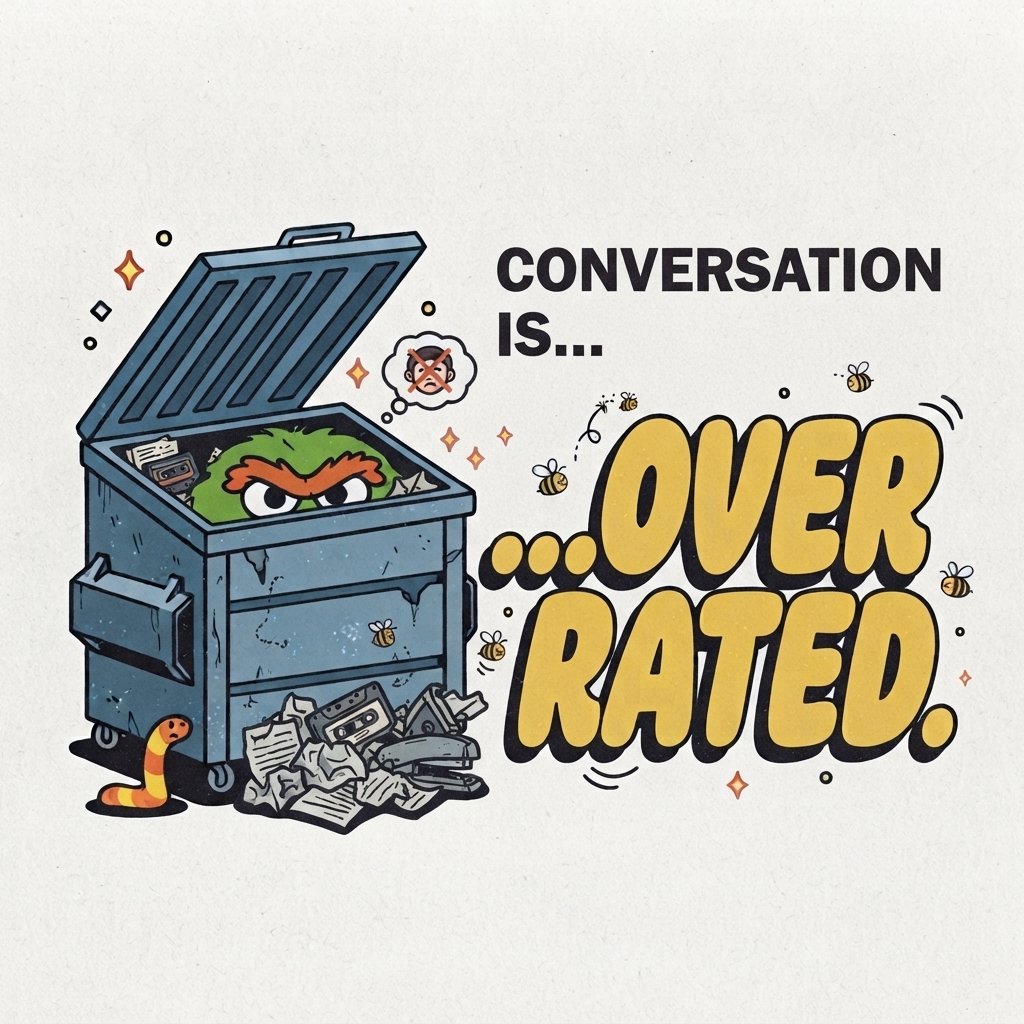 jordanrieder8's tweet photo. Conversation is......OVERRATED 🚮
#TheGrump #IntrovertLife #Overrated #SilenceIsGolden https://t.co/xHQBcZnBw2