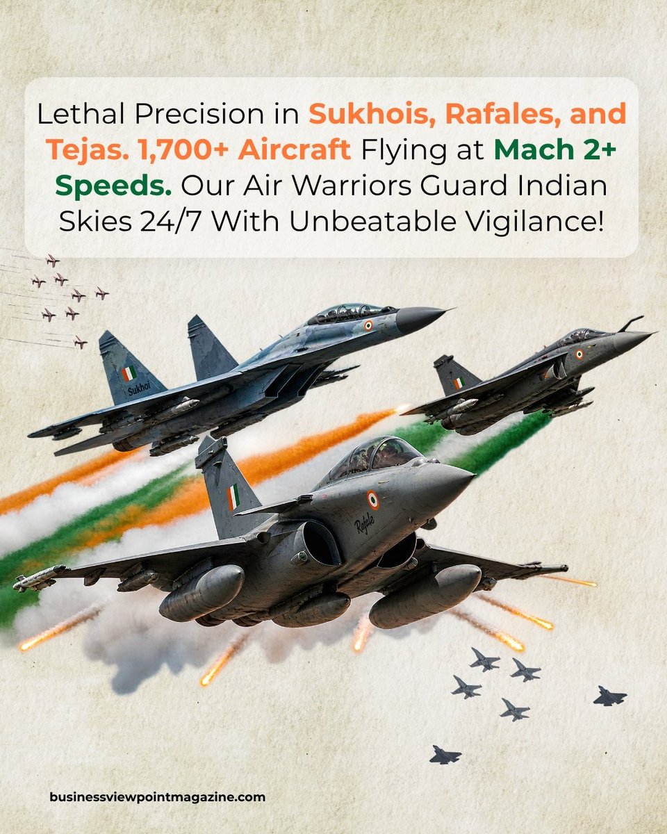 businessview01's tweet photo. 4 biplanes in 1932 to the world’s 4th-largest air fleet, the Indian Air Force stands for absolute precision &amp; bravery. We salute our Air Warriors protecting Indian skies 24/7!

#IndianAirForceDay #IAFDay #AirWarriors #NabhaSprishamDeeptam #TouchTheSkyWithGlory  #BusinessViewpoint https://t.co/G8r2CvidL4