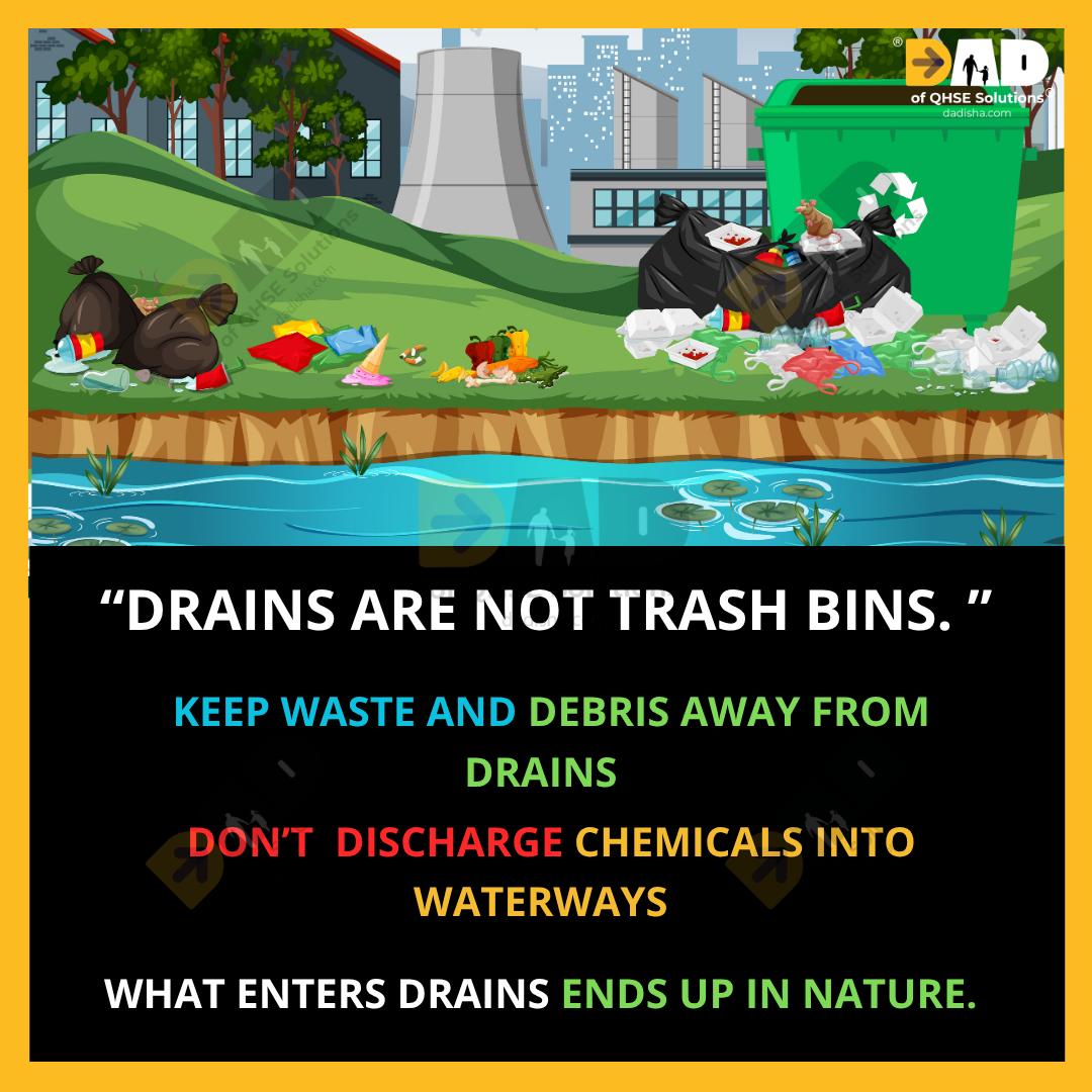Dad_of_QHSE's tweet photo. DRAINS ARE NOT TRASH BINS!
Waste dumped into drains can pollute waterways and harm nature.
Dispose of waste responsibly.
Keep plastics and chemicals out of drains.
https://t.co/EcKCFU9hzH
#DADisha #EnvironmentalAwareness #WasteManagement #Sustainability #CleanWater https://t.co/kq6prgrzf5