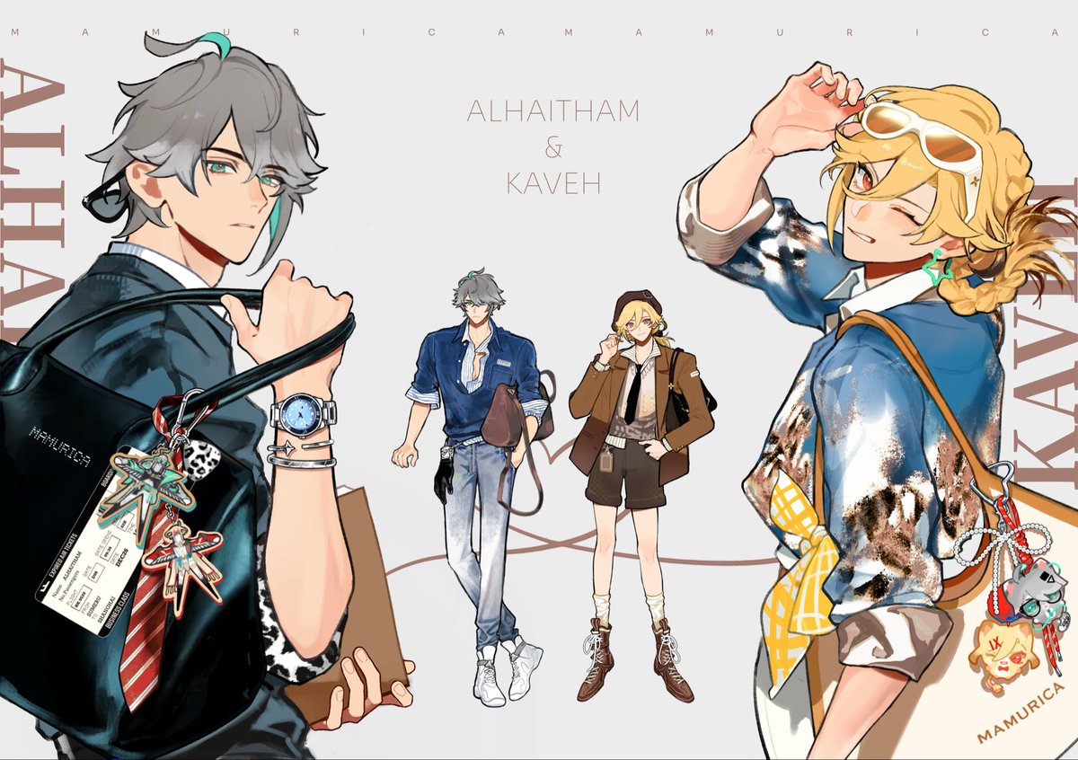 _Mamurica_'s tweet photo. 💙🩶🩵🤎💛🧡

（会带去年底的comicup33）

#アルカヴェ #haikaveh #Alhaitham #kaveh #GenshinImpact https://t.co/cLIcX2k92F