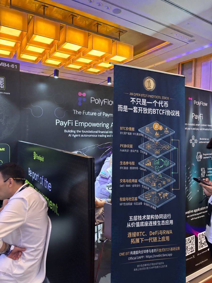 OneBit_Fans's tweet photo. ONE BIT at the TOKEN2049 venue in Singapore. 🇸🇬
From infrastructure driven by BTC value and PoC to DeFi, RWAs, and global community applications, ONE BIT is dedicated to building an open BTCFi protocol stack that tightly integrates technology, value, and broad participation.
The future of Bitcoin is open, interconnected, and built collectively by all. 🚀

#ONEBIT