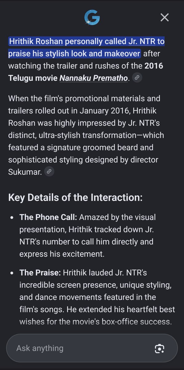 bablubub's tweet photo. @OurLifeWithX This is the same NTR in 2016. Even Hrithik Roshan called him personally and admired NTR's looks for this movie "Nannaku Prematho" https://t.co/7A1jzHiGCb