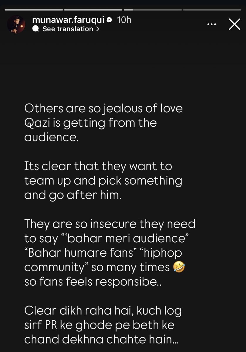 RajmaChaawalOG's tweet photo. Munawar Faruqui targeting Scout OP and Yung DSA

Munawar Faruqui posted a story in support of Qazi Touqeer, where he pointed out that Scout and Yung are only saying meri public, meri public!

Your views on this? https://t.co/VnOwgP61lP