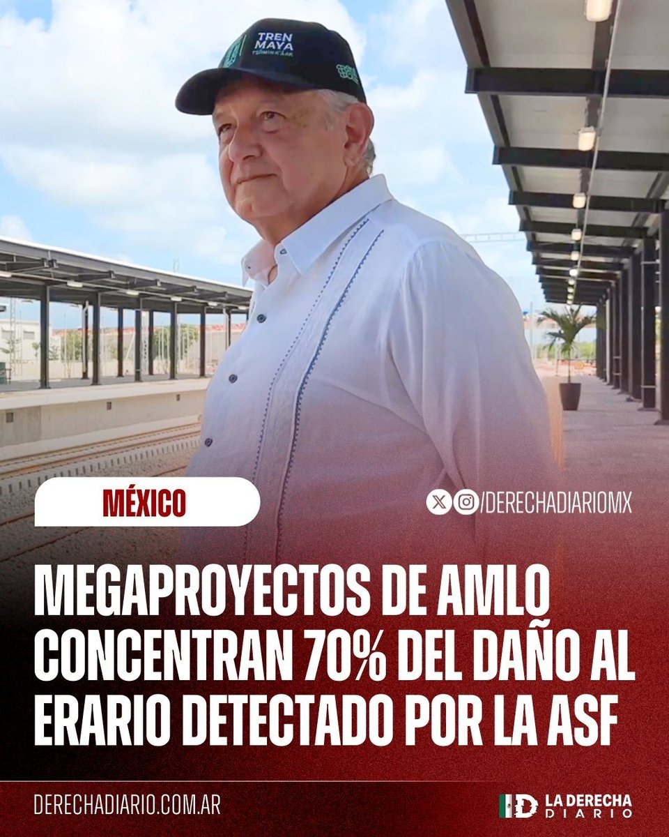 Guerrero_9999's tweet photo. TODO SE LO ROBÓ: Según la Auditoría Superior de la Federación, los megaproyectos del ignorante narcoexpresidente AMLO concentran el 70% del daño al erario detectado en las cuentas públicas 2023 y 2024 con un monto pendiente de aclaración de más de 57 mil millones de pesos. https://t.co/N3bjsWkdVD