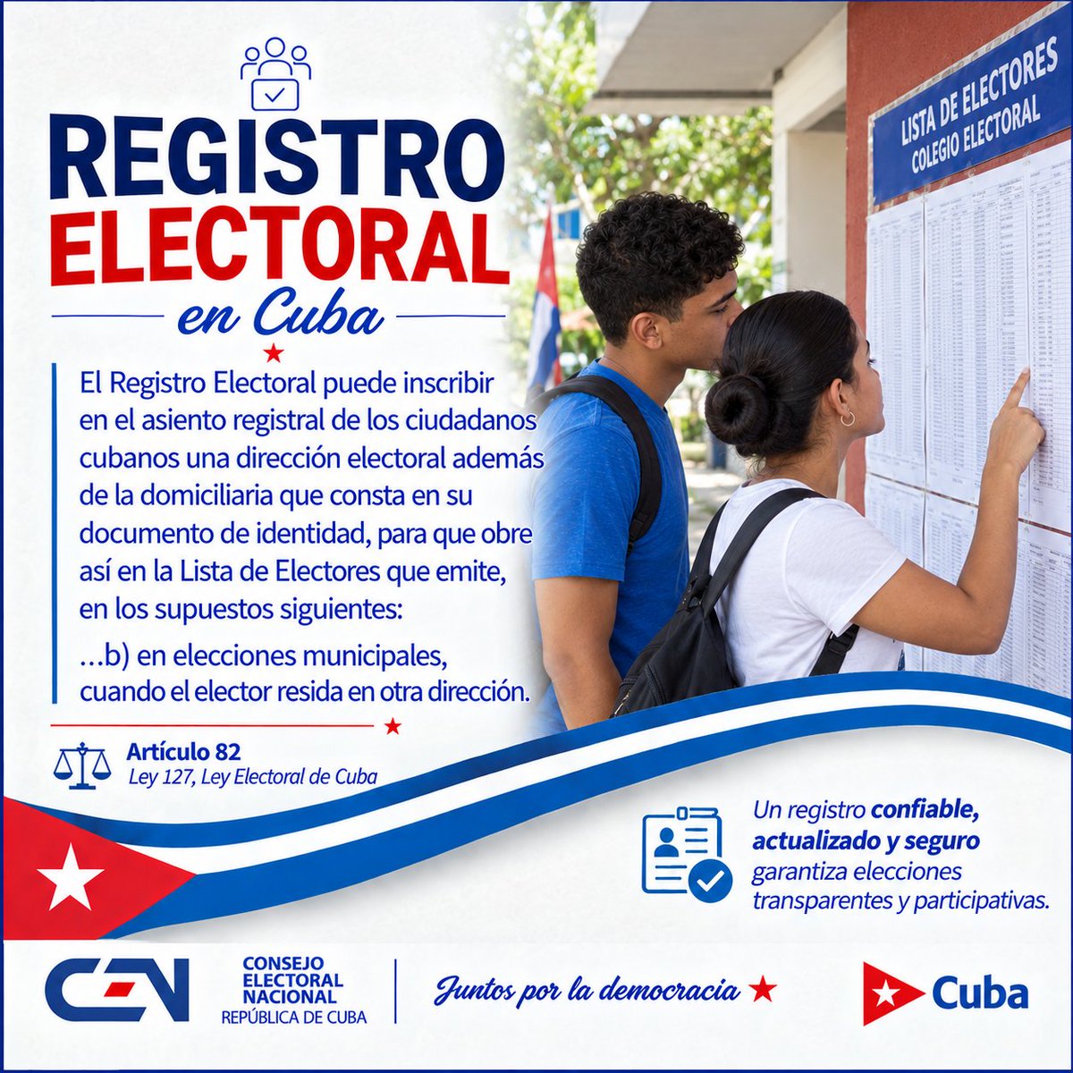 Elecciones_Cuba's tweet photo. #JuntosPorLaDemocracia 🗳 Registro Electoral en Cuba: Confiabilidad, Actualización y Seguridad  🇨🇺 https://t.co/vPWl5KgyBo