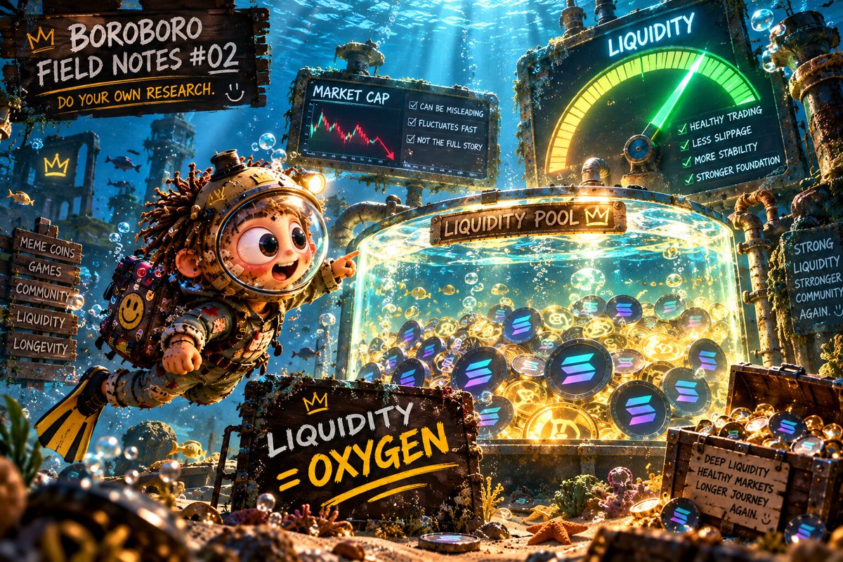 Boroboroagain's tweet photo. unpopular crypto lesson:
market cap isn't everything.
liquidity matters.
A $10M market cap with terrible liquidity can be far more fragile than the number suggests.
Learn the difference.
BOROBORO FIELD NOTES #02 https://t.co/VSG3bGiGP3