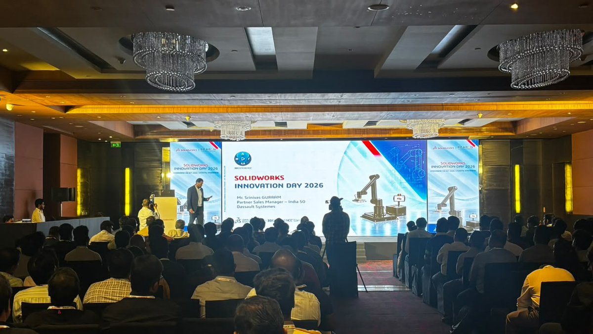 BEACONIndia_3D's tweet photo. AI is reshaping how we work and innovate! 🚀 At SOLIDWORKS Innovation Day 2026, Srinivas Gurram shares insights on building a growth mindset for an AI-driven future.
@SOLIDWORKS @Dassault3DS
#SOLIDWORKS #SWID2026 #AIEngineering #BEACONIndia https://t.co/ORSaEnoNX9