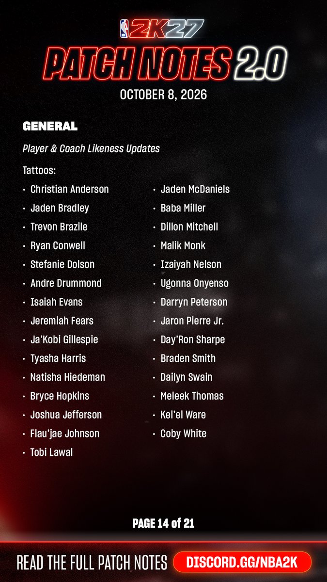 itsEvanCC's tweet photo. #NBA2K27 Patch Notes v2.0

⚙️ GENERAL UPDATES (part 2) https://t.co/RcHeTBufMH