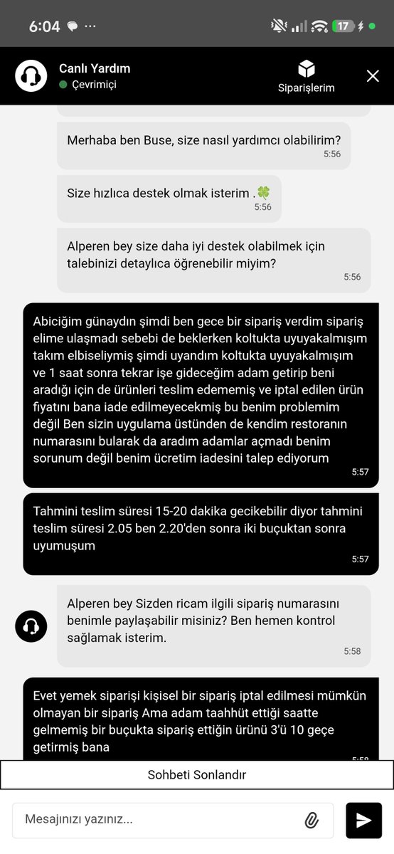 alperen2641's tweet photo. @UberEats Gece verdiğim siparişi beklerken uyuyakalmışım hemde takım elbise ile adamlar 02:00de gelmesi gereken siparişi 03:09 da getiriyor arıyorum açmıyorlar Trendyol üzerinden arıyorum açmıyorlar sonra sipariş kişiye özel hazırlandığı için ücret iadesi yok böyle saçmalık yok.. https://t.co/3FxMY1CSSK