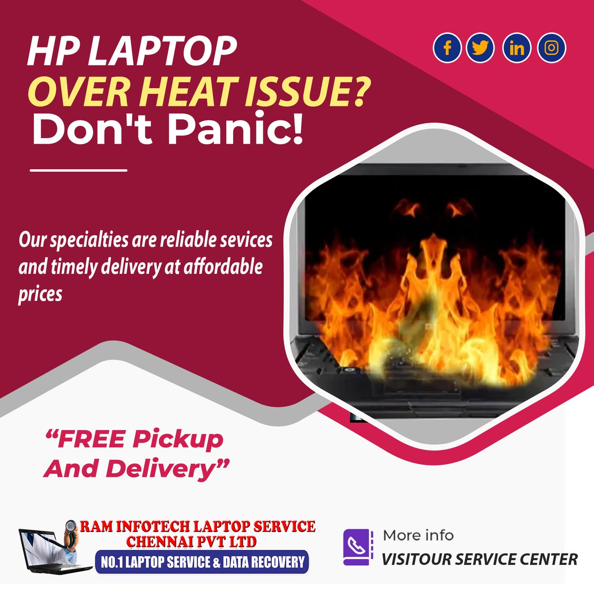 Raminfotech_Lap's tweet photo. 🔥 HP Laptop Overheating? Don’t Panic! 💻

Is your HP laptop getting too hot, fan making noise, or shutting down? Raminfotech provides professional HP laptop overheating &amp; fan repair services in Chennai. 🔧

📞 Get your laptop checked today!

#HPLaptop #LaptopRepair #Chennai https://t.co/u56eyupgmJ
