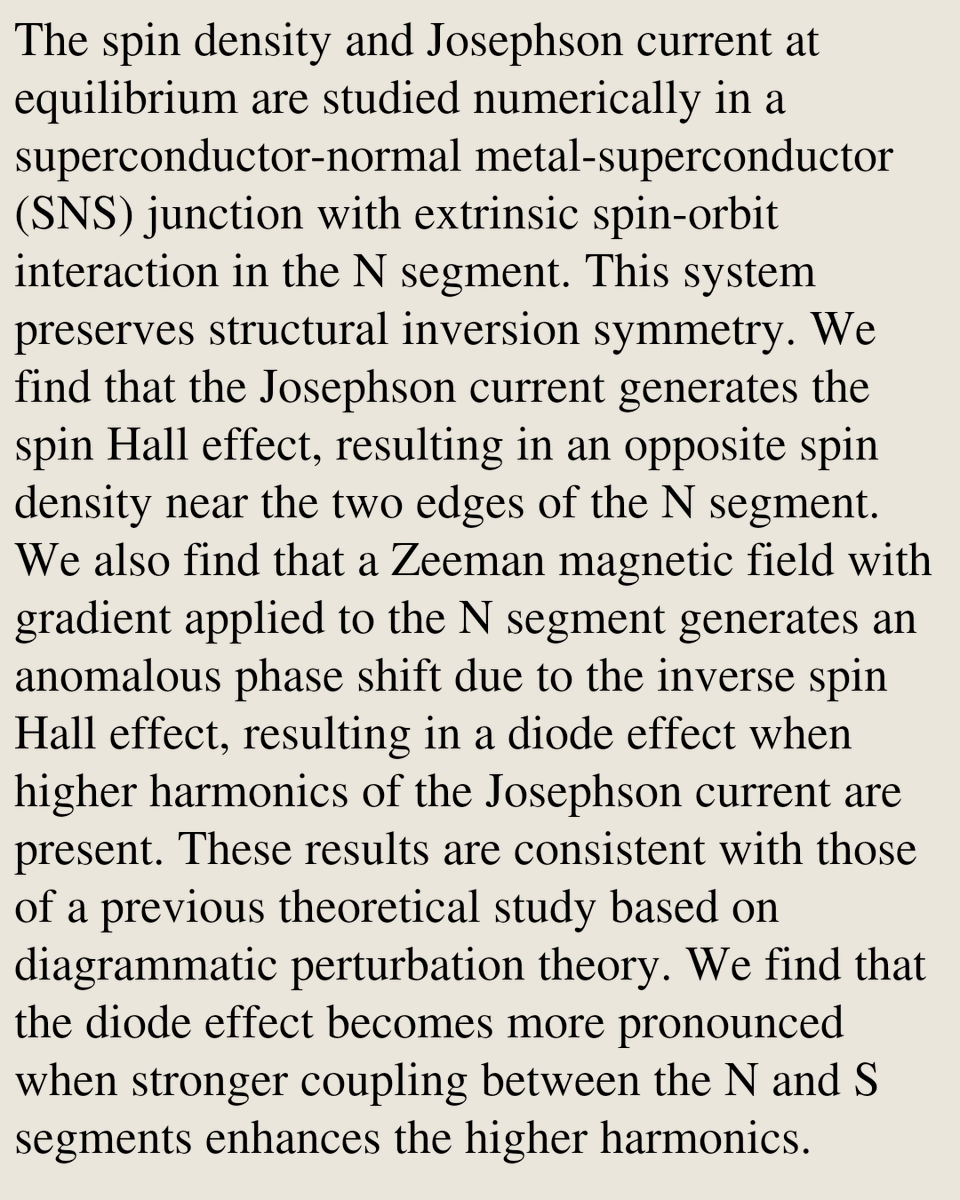 VTWG's tweet photo. Superconducting Diode Effect due to the Inverse Spin Hall Effect in Josephson Junctions with Extrinsic Spin-Orbit Interaction

Yositake Takane, Aurélien Manchon, Gen Tatara
https://t.co/1IIsvSHmsO [𝚌𝚘𝚗𝚍-𝚖𝚊𝚝.𝚜𝚞𝚙𝚛-𝚌𝚘𝚗 𝚌𝚘𝚗𝚍-𝚖𝚊𝚝.𝚖𝚎𝚜-𝚑𝚊𝚕𝚕] https://t.co/O3xSzLSBlh