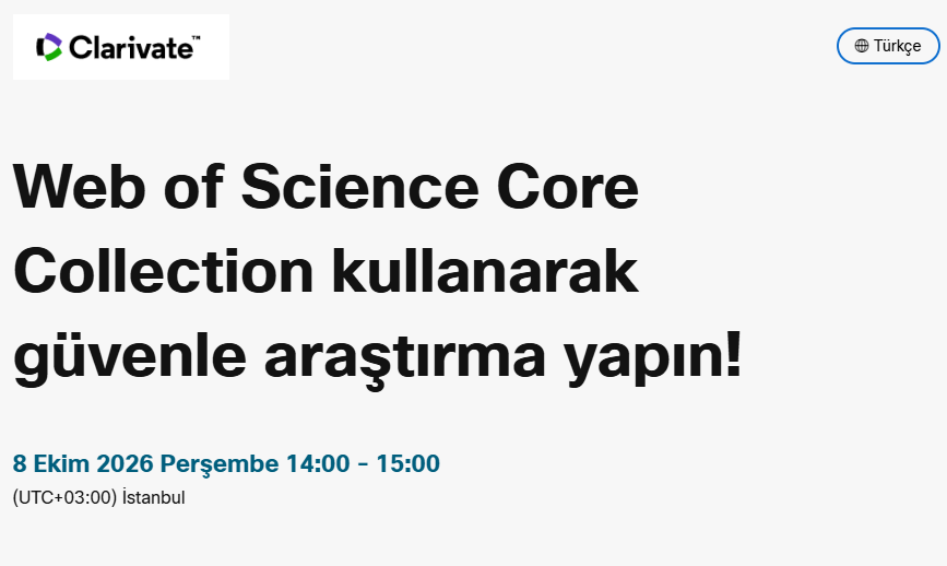 MarmaraLibrary's tweet photo. ...Online Eğitim Duyurusu 08 Ekim 2026 Bugün…
Değerli Takipçilerimiz,
📌Clarivate tarafından düzenlenen “Web of Science Core Collection kullanarak güvenle araştırma yapın: Tüm Araştırmacılar İçin!” eğitimine davetlisiniz. https://t.co/hLWTk4qUVH