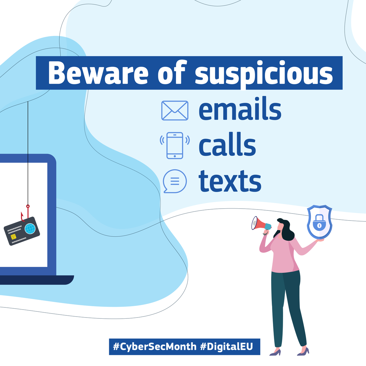 ECRepMalta's tweet photo. 🛡️ October is Cybersecurity Month!

In 2024, the global annual cost of cybercrime reached €5.5 trillion.

Cyber-attacks in the EU are becoming more frequent and sophisticated.

Do you think before you click? https://t.co/4H9A0U9GZi