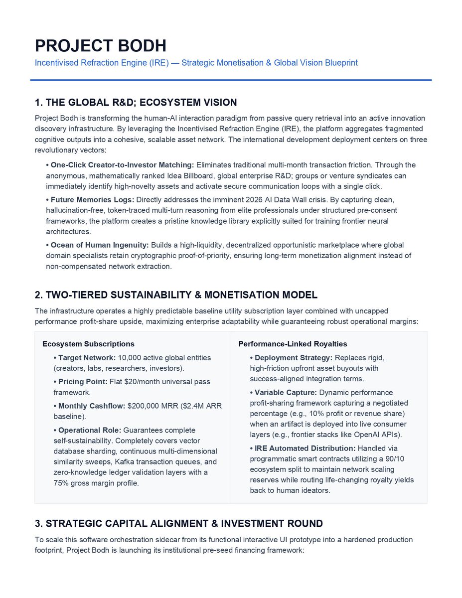 MLife48029's tweet photo. Project Bodh
Incentivised Refraction (IRE)- Strategic Monetisation & Global Vision Blueprint.
#ProjectBodh #AIDataWall #zkSNARKs #DeepTech https://t.co/5aRlXR78FC