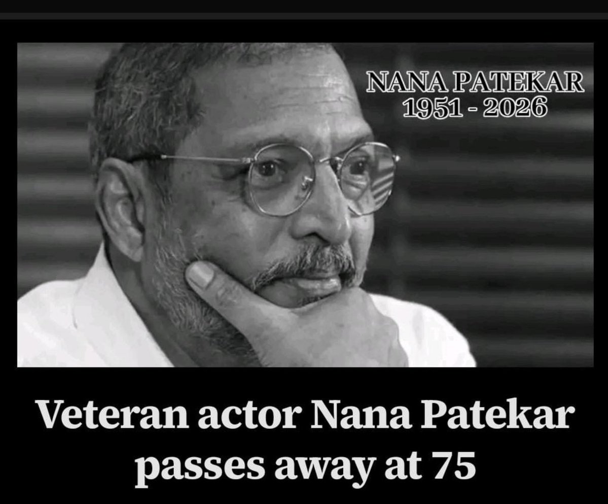 AhemSharrma's tweet photo. We lost a truly great artist today, and one of the finest actors our cinema has ever seen. His sudden demise is deeply heartbreaking for all of us. An irreplaceable loss to the world of art. May his soul rest in peace. 
We will miss you Nana Patekar sir!
ॐ शांति। 🙏🙏 https://t.co/CGNqsrDTM3