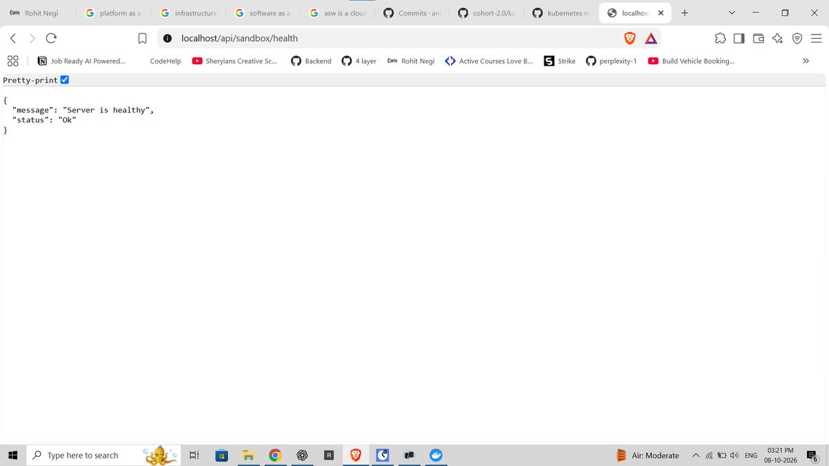 iamarunkumar27's tweet photo. CODESPACE - Day 1 ✅ 

• Project Setup & Containerized Backend.

Today, I started building my new project CODESPACE.

What I worked on today :

• Initialized the CODESPACE project and started structuring the backend architecture.

• Containerized the Sandbox backend using Docker.

• Configured the Docker image with Node.js 20 Alpine for a lightweight runtime.

• Set up the Dockerfile with dependency installation and application startup.

• Created an Express.js server running on port 3000.

• Started integrating Kubernetes for container orchestration.

• Created a Kubernetes Deployment for the Sandbox application.

• Configured replicas and pod selectors for managing application instances.

• Added Kubernetes resource requests and limits for CPU and memory.

• Configured a liveness probe for container health monitoring.

• Created a Kubernetes ClusterIP Service to expose the application internally.

• Configured NGINX Ingress for routing /api/sandbox requests to the Sandbox service.

• Connected the flow: Client → Ingress → Service → Pod → Express Server.

• Learned more about how Docker, Kubernetes, Services, and Ingress work together in a real application.

Today's focus :
Containerization → Deployment → Networking → Routing → Health Checks

 #Docker #Kubernetes #NodeJS #ExpressJS #DevOps #BackendDevelopment  #SoftwareDevelopment #BuildInPublic  

@sheryians_  @ankurdotio 
@harshvsharmaa