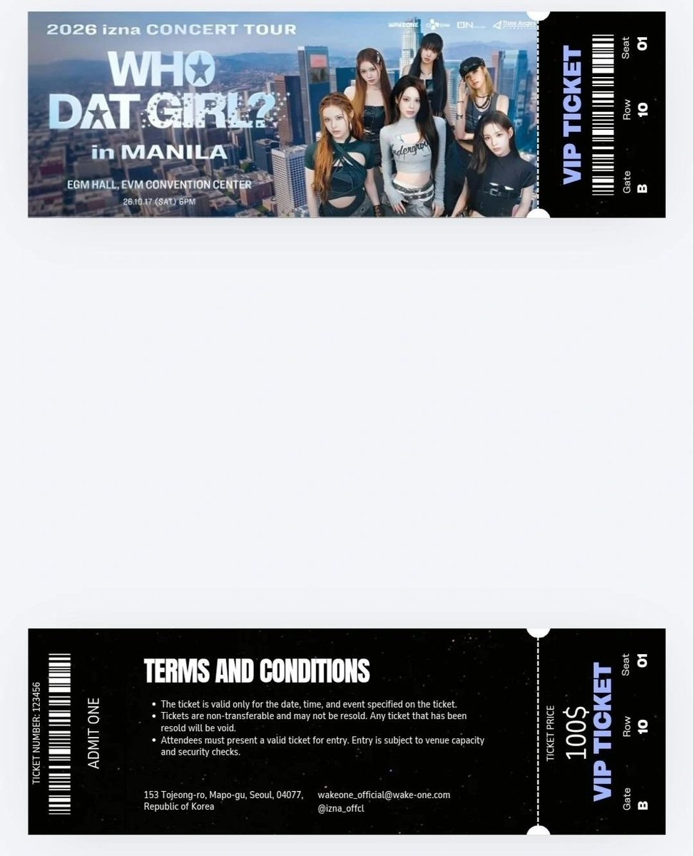 hiish07's tweet photo. 🎟️ WHO DAT GIRL? IN MANILA — VIP TICKET FAN+ 1 Customized Photocard SUPPORT PROJECT 
“A VIP PASS TO A NIGHT WE’LL NEVER FORGET.”

🎟️ like, retweet, &amp; follow 
🎟️1:1, limited quantity / open for trade 
✨time &amp; loc tba
✨ designed by @hiish07

#izna #이즈나
#WHO_DAT_GIRL_IN_MANILA https://t.co/lxinFF3yom