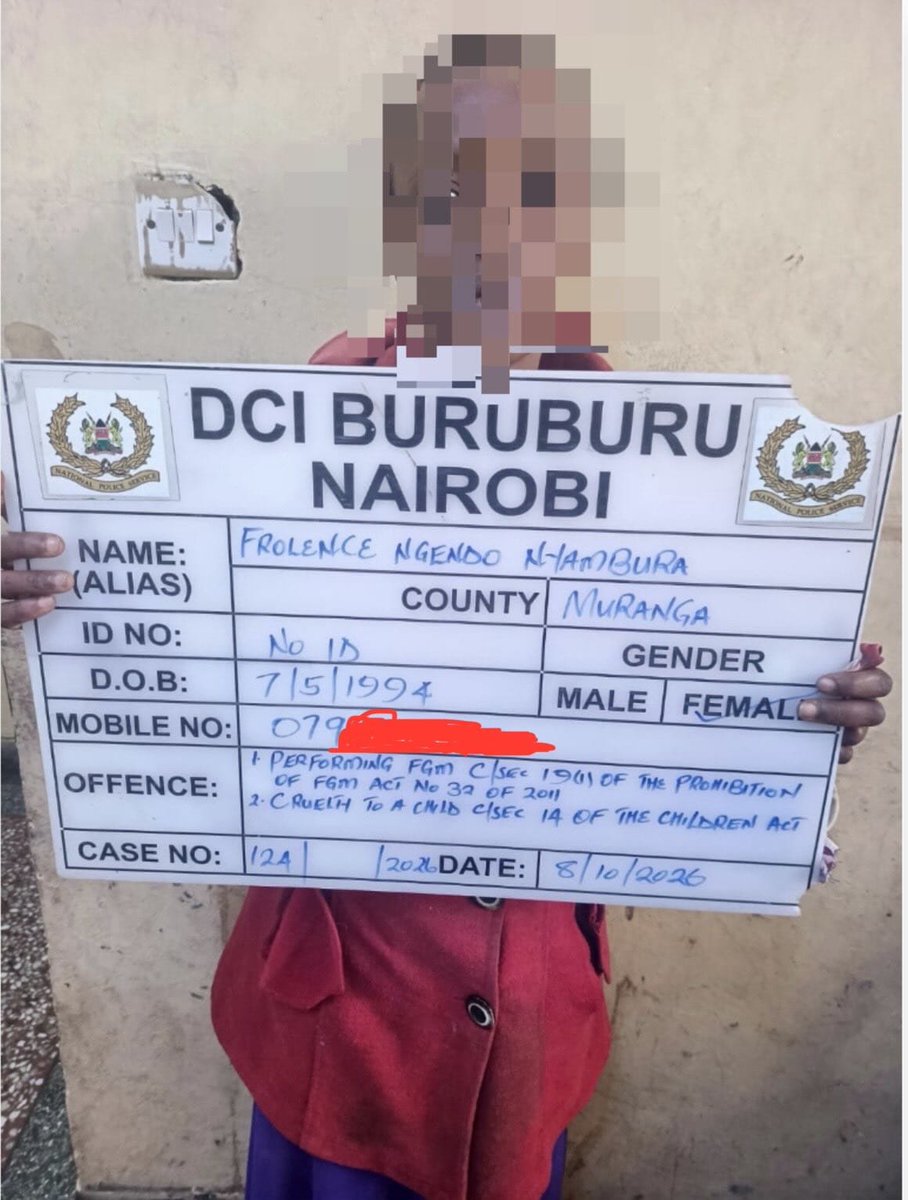 RadioIngo's tweet photo. Police in Dandora have arrested a 32-year-old mother accused of subjecting her eight-year-old daughter to FGM, following intervention by neighbours and police.

^DA #IngoFM https://t.co/HRcpHIKgIw