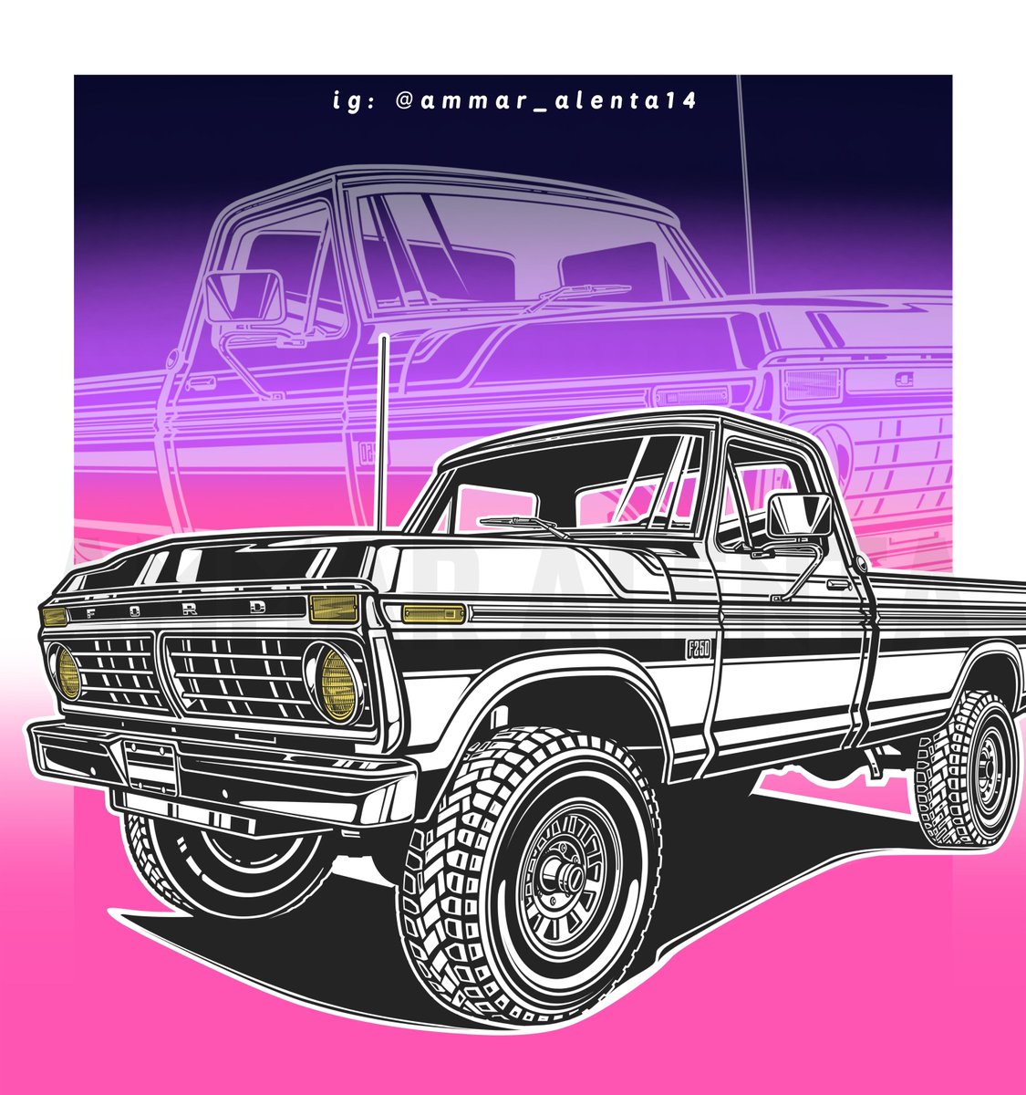 ammar_alenta's tweet photo. Classic Ford F-250. Clean lines, bold stance, and that retro vibe.
Feel free to reach out if you'd like your vehicle illustrated :D
#fordf250 #lineart #truckillustration #vectorart #retrowave https://t.co/MJBDuTf938