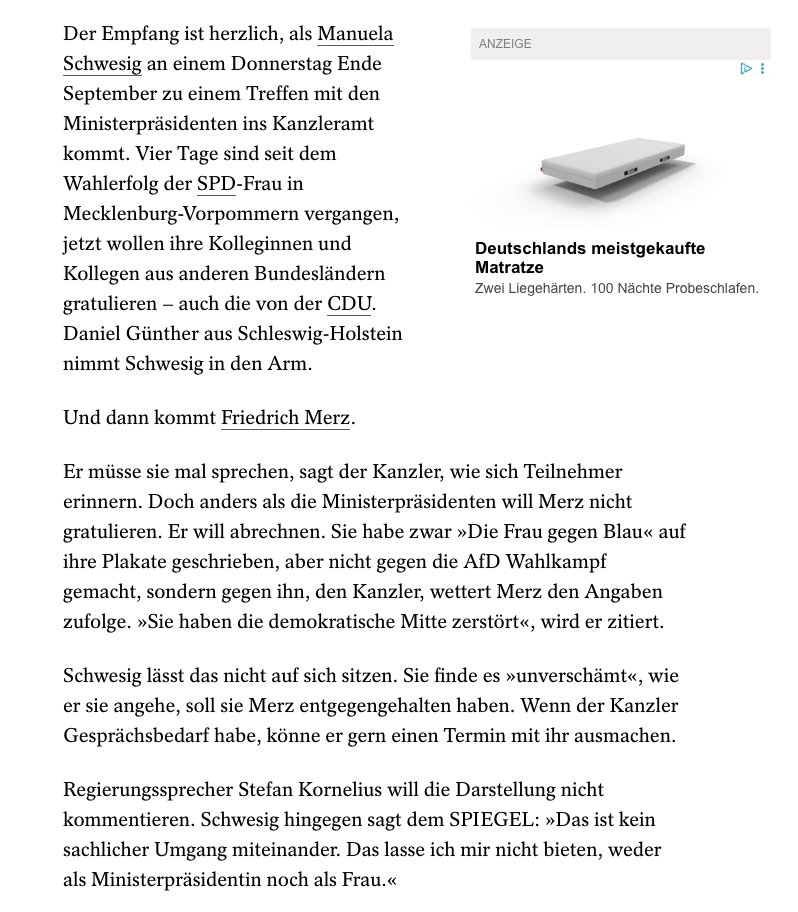 vmedick's tweet photo. Aktueller Zustand der politischen Mitte. Mehr muss man dazu nicht wissen.

Aus dem sehr lesenswerten Schwesig-Stück von @die_gabe @aniesmann @pkr77 im @derspiegel 

https://t.co/5pUZEFXHnT https://t.co/fPs7XZZPh6