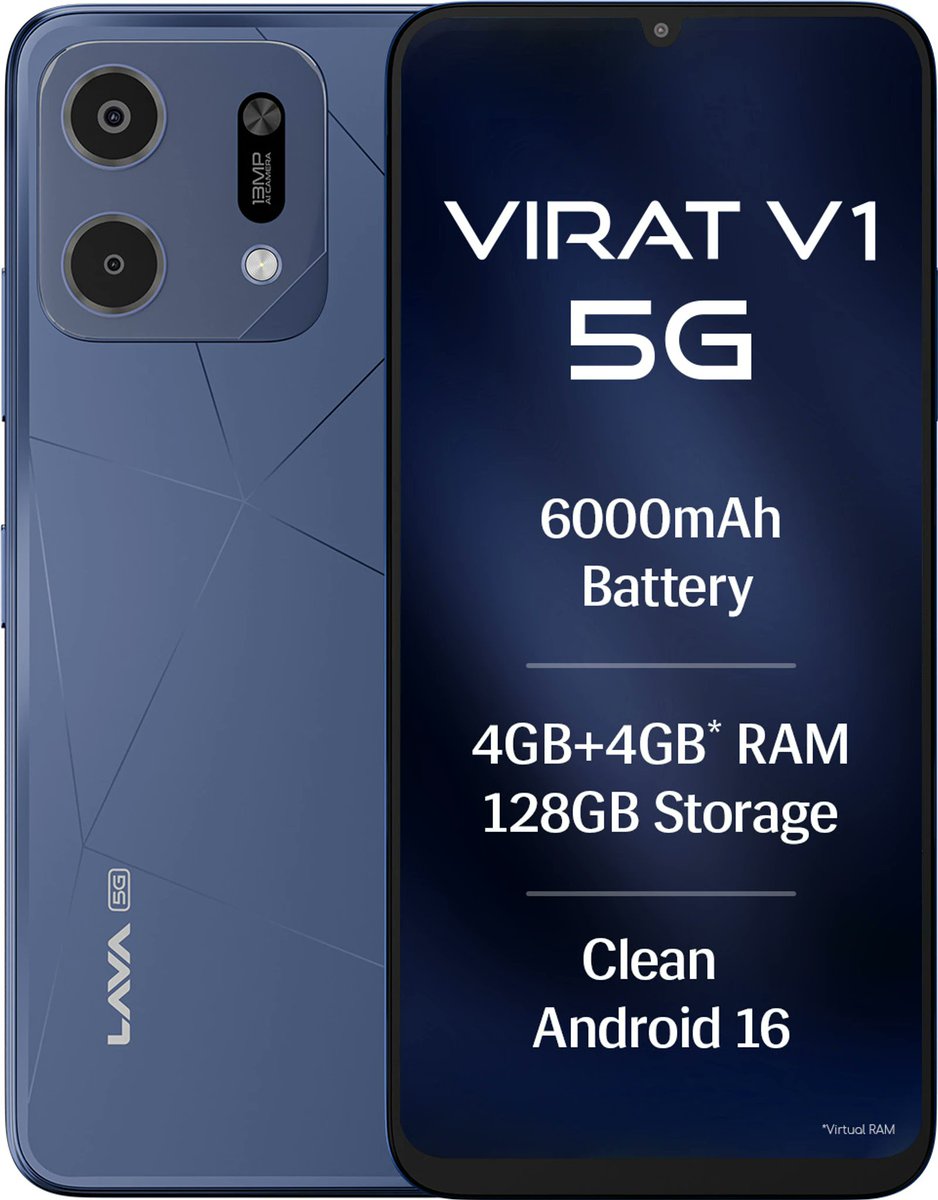 srkreddy2025's tweet photo. ₹13K లో LAVA Virat V1 5G 🔥-https://t.co/R2ChUiazDj 
Arya Blue 💙 | 128GB Storage | 5G 📱
Budgetలో 5G Phone కోసం చూస్తున్నవారికి అదిరిపోయే Option! 🚀
#LAVAViratV1 #LAVA #ViratV1 #5GPhone #BudgetPhone #Under13K #TechTelugu #TeluguTech #Smartphone #Mobile https://t.co/QLYPBsa2v7