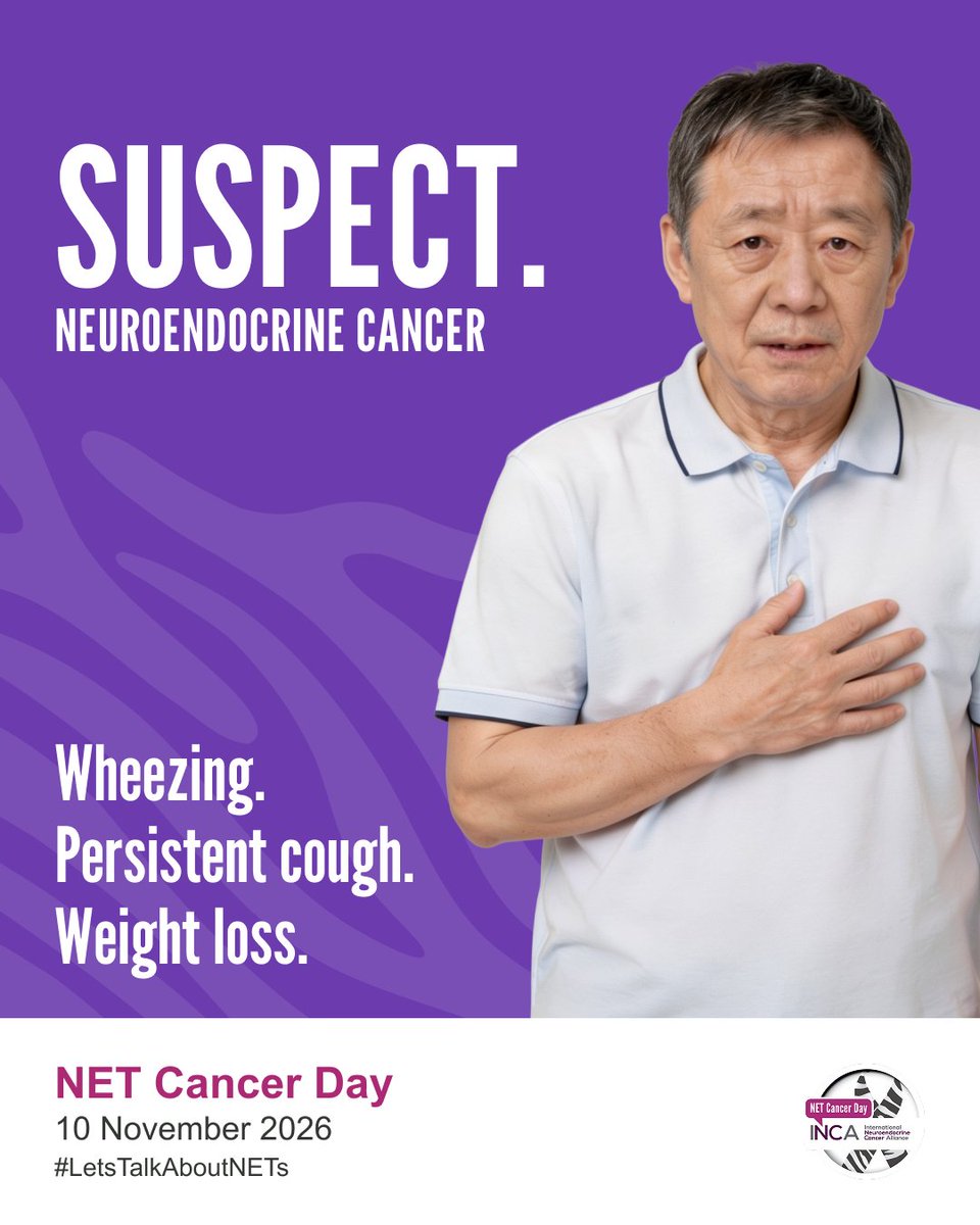 netcancerday's tweet photo. Lung NETs are among the common neuroendocrine tumors. The symptoms are often mistaken for other more common common conditions.
📢Join us on 10th November – #NETCancerDay – to raise awareness!
✅Share banners in your language from the INCA’s campaign toolkit: https://t.co/ieoQyMder4
#LetsTalkAboutNETs