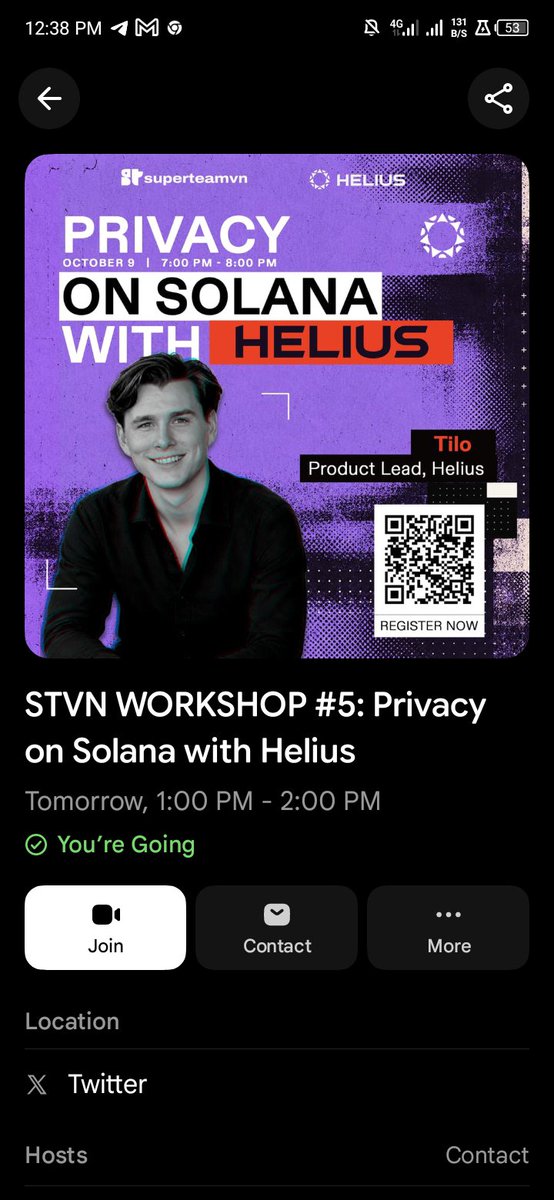 Codexgmi's tweet photo. Attended @superteamvn Workshop #5 w/ @heliuslabs! 🏛️
  
​💡 Learned how ZK proofs enable confidential transfers.
  
​🛠️ Progress:
• Shipped: Added privacy UI 🚀
• Stuck: Ring configs
  
​cc @solana #RoadToColosseum #ProofOfBuild https://t.co/SiVV1gU4yw
