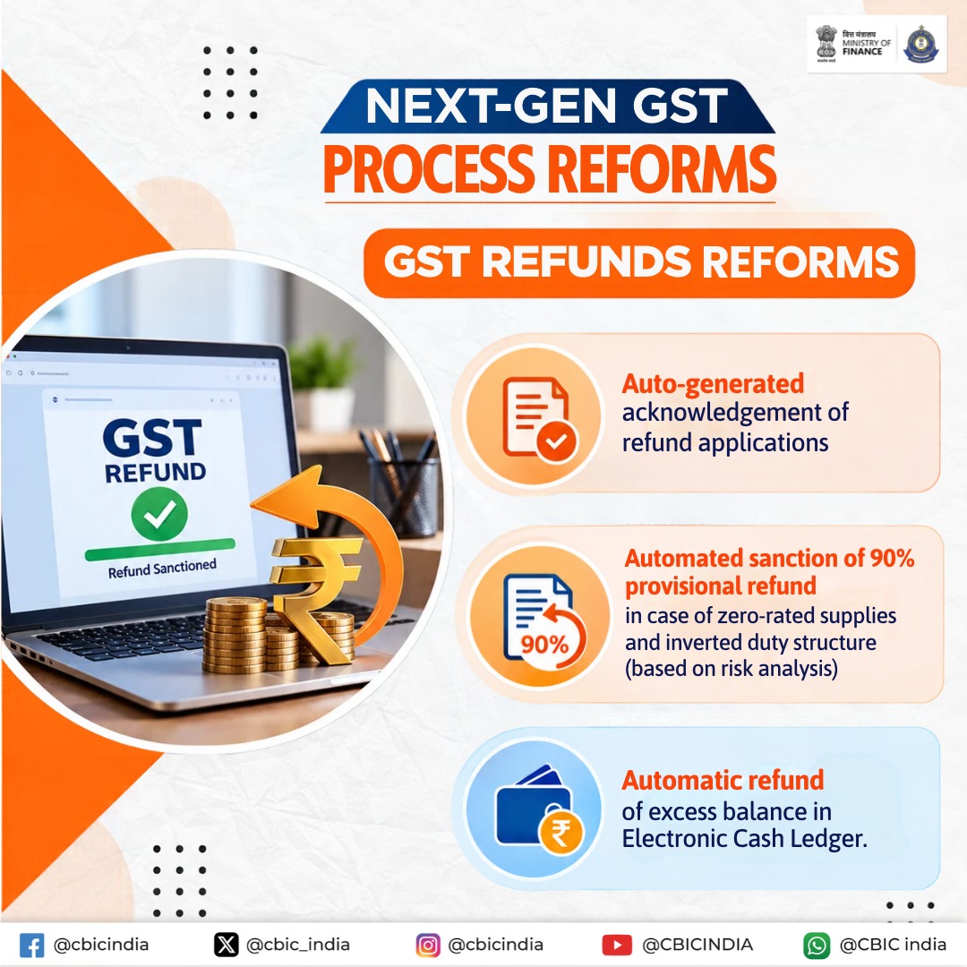 cbic_india's tweet photo. GST Refunds Streamlined!
#57GSTCouncil https://t.co/e8WHO3uvIo