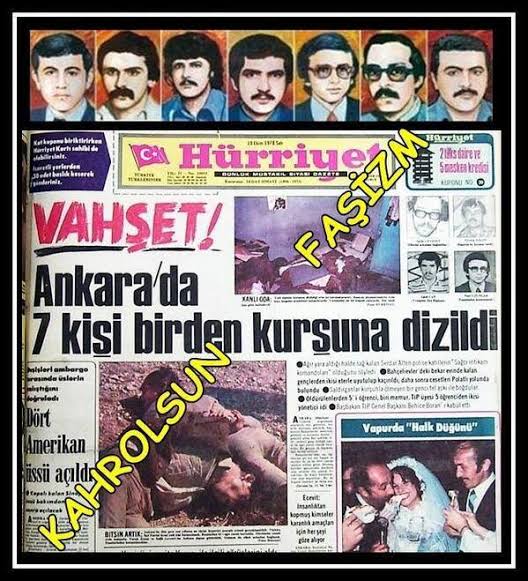 refik15498axy's tweet photo. Unutmadık, anlarına saygıyla...
8 Ekim 1978'de silahsız yedi genç ülkücü bir grup tarafından katledildi.
Katliamın planlayıcı lideri Abdullah Çatlı hiçbir zaman yakalanamadı, 1996 Susurluk kazasında öldü. Failler defalarca yanlışlıkla tahliye edildi, firar etti veya serbest kaldı https://t.co/xOYpXkHHQP