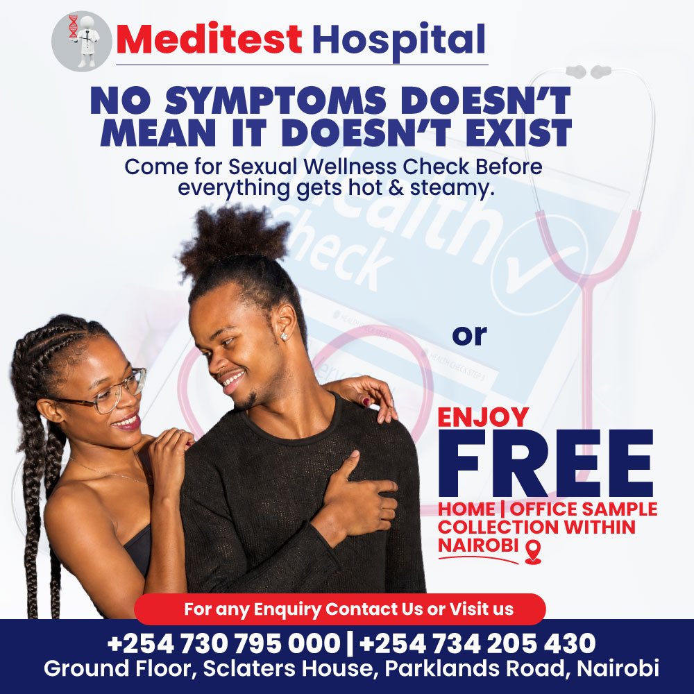 Meditest_Hsp's tweet photo. Could your sexual health be telling you
something even without symptoms?
+254 730 795 000 | +254 734 205 430
Sclaters House, Parklands Road, Nairobi
#Sifuna #SexualWellness #SexualHealth #HealthCheck #STIScreening #KnowYourStatus #PreventiveHealth #Nairobi #Odinga https://t.co/0pwkqnjDiR