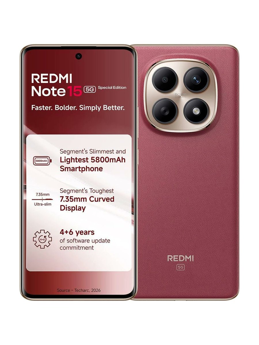 srkreddy2025's tweet photo. link https://t.co/97nkPomg5i 
 REDMI Note 15 SE 5G – 6GB RAM + 128GB! ❤️
 Value for Money under ₹25K! Snapdragon 6 Gen 3, 120Hz Curved AMOLED display &amp; 5800mAh battery.
👉 Crimson Reserve – Worth Checking Out!
#RedmiNote15SE #Redmi #5GPhone #ValueForMoney #BestPhoneUnder25K https://t.co/PbVWPm7IJN