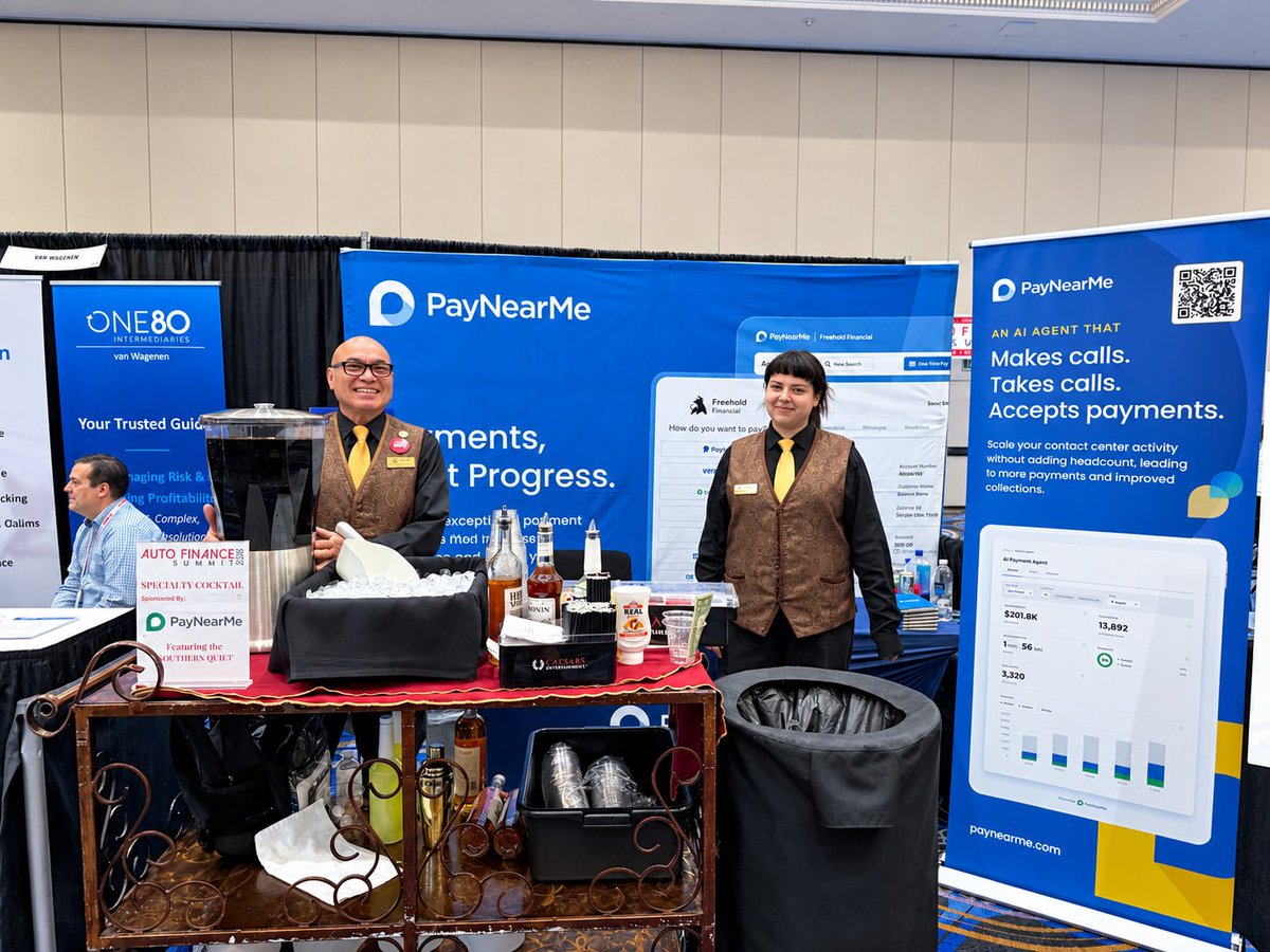 PayNearMe's tweet photo. The PayNearMe team had a terrific time at the Auto Finance Summit!

A big thank you to everyone who stopped by our booth, joined a conversation, shared insights and spent time with our team throughout the event.

#AFS2026 https://t.co/cQxS5w97y2