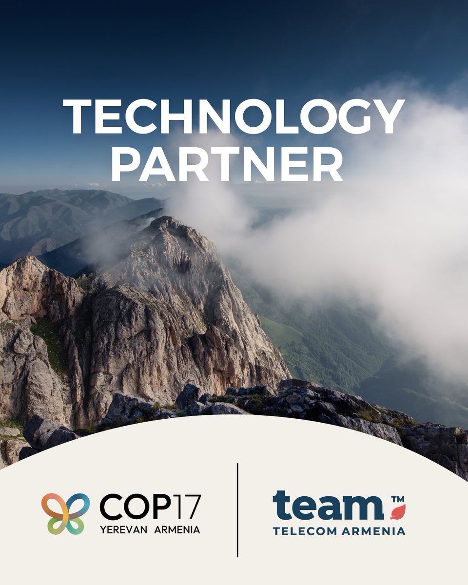 COP17_Arm2026's tweet photo. 🌏 This October, Yerevan will host COP17, bringing together international delegations, organizations, communities, young people and other stakeholders around the global biodiversity agenda.

🖇️ An event of this scale also depends on reliable connectivity and strong technological infrastructure.

🌐 Team Telecom Armenia is the technology partner of COP17, providing the technological foundation for the conference and connecting Armenia with the world.

Thank you for the partnership and commitment.

#COP17Armenia #BiodiversityAction #ForAction