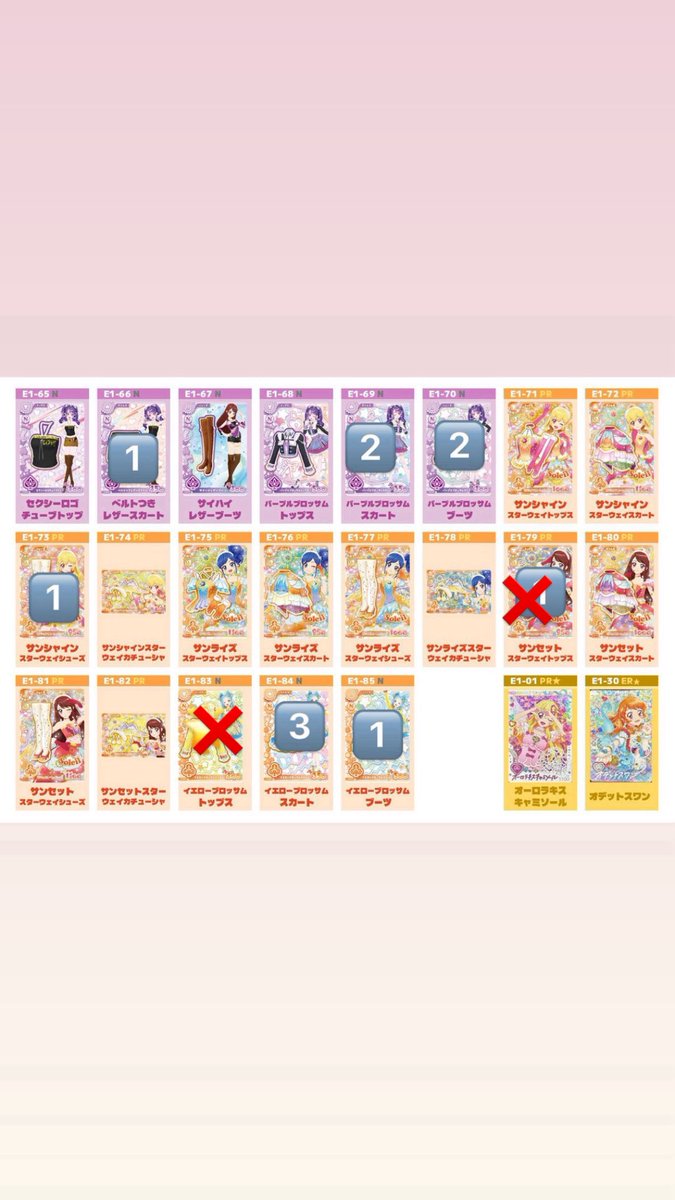 Meromerosan_08's tweet photo. 更新

アイカツカード郵送交換

【求】 1-3枚目🌟
【譲】1-3枚目1️⃣2️⃣3️⃣
1️⃣2️⃣3️⃣は所持枚数になります

クールタイプとの交換、
まとめての交換優先

お気軽にお声掛けください🙇🏻‍♀️

 #アイカツ  #アイカツカード  #アイカツアンコール  #アイカツカード交換 https://t.co/bAjdQNPgpj
