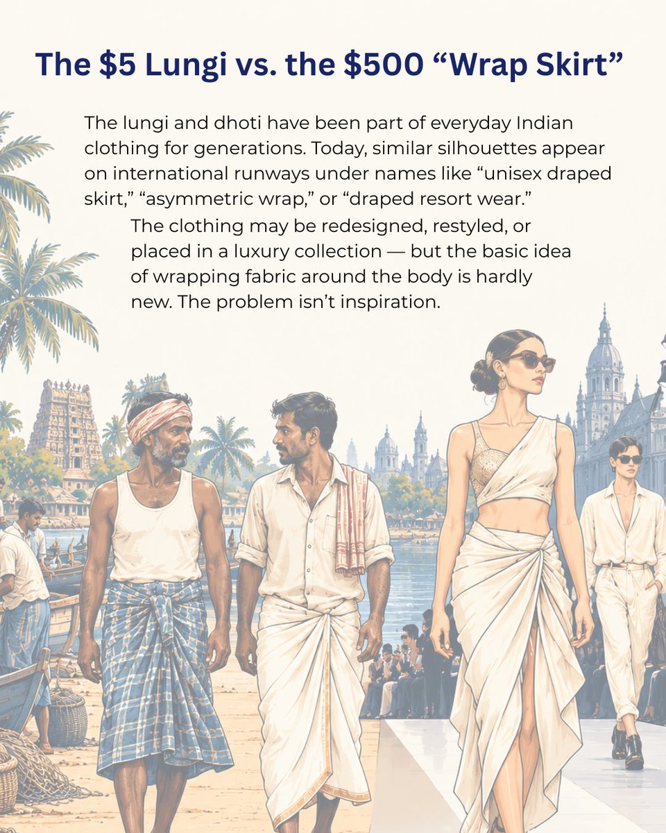 smartsummit_off's tweet photo. Fashion travels across cultures, and inspiration isn't the problem. 
Forgetting who created it first is. 
🧵🇮🇳 From Kalka to Kolhapuri, swipe to see whose heritage is behind the "new" trends, and why the credit is due.

#SMaRT4Bharat #IndianFashion #CreditDue #Heritage https://t.co/6mrwfvisnY