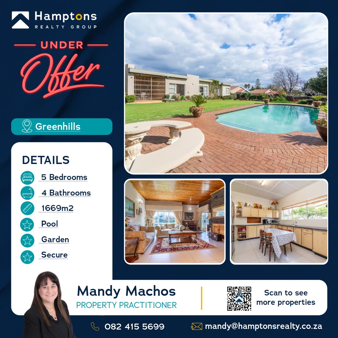 RealtyHamptons's tweet photo. Dream home sealed!

This stunning property in Greenhills is officially under offer! 🏡 Spacious living, serene pool, and lush gardens – the perfect retreat. Mandy Machos made it happen! Ready for your move?

Contact us today!

#RealEstateWins #DreamHome #HamptonsRealty https://t.co/qi0wUQ2sDM