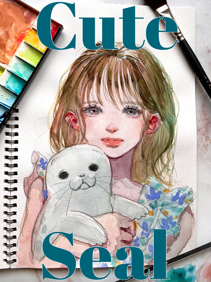 denrokubeans's tweet photo. 🎉完成❣️✨

「Cute seal🦭💕」

アナログ透明水彩🎨
￼ https://t.co/iJ0C0OTDWl