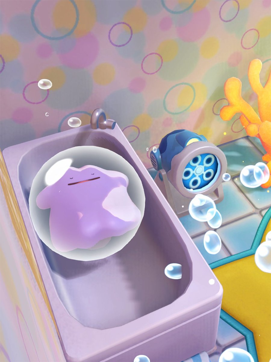 NintendoFIN's tweet photo. Pidä pieni tauko selaamisesta! On aika nauttia vaahtokylvystä Bubbly Basinissa. 🫧🛁 #PokemonPokopia https://t.co/4wL0PcWOG1