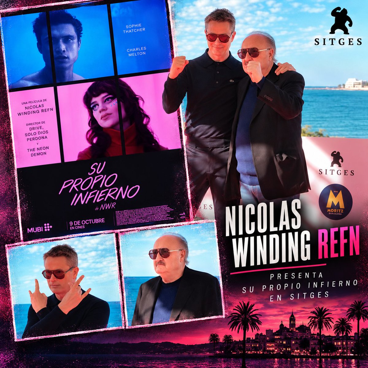 latidos_cine's tweet photo. @sitgesfestival #Sitges2026 Photocall #nicolaswindingrefn #pinodonaggio Empezamos el día genial #supropioinfierno https://t.co/x6WfiiaSJk