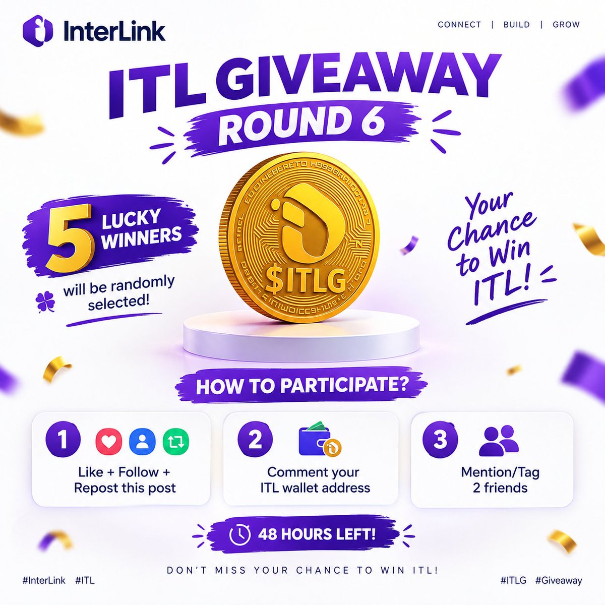 interlinklabspk's tweet photo. 🎉 ITL GIVEAWAY — ROUND 6 IS LIVE! 🎉

5 lucky winners will be randomly selected! 🍀

Want to participate? Complete these 3 simple steps 👇

1️⃣ Like + Follow + Repost this post
2️⃣ Comment your ITL wallet address 👛
3️⃣ Mention/Tag 2 friends 👥

⏳ 48 HOURS LEFT!

Don’t miss your chance to win ITL! 🔥

#InterLink #ITL #ITLG #Giveaway