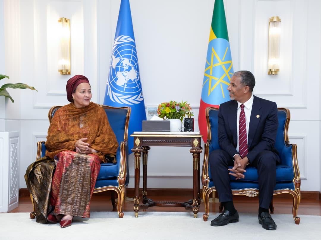 BerhanuTsegaye's tweet photo. የተባበሩት መንግስታት ድርጅት ምክትል ሴክሬተሪ ጀነራል የሆኑት ክብርት አሚና ጄን ሙሀመድ ለስራ ጉብኝት ዛሬ መስከረም 28 ቀን 2019 ዓ.ም አዲስ አበባ ገብተዋል። 

ክብርት ምክትል ሴክሬተሪ ጀነራሏ ቦሌ ዓለምአቀፍ ኤርፖርት ሲደርሱ አቀባበል አድርገንላቸዋል።  ጉብኝቱ ኢትዮጵያ እና የተባበሩት መንግስታት ድርጅት ቅድሚያ በሚሰጧቸው የጋራ ጉዳዮች ላይ ለመምከርና ዕድሜ ጠገብ የሆነውን አጋርነታቸውን ይበልጥ ለማጠናከር ተጨማሪ ዕድል ይፈጥራል።

Today (08 October, 2026), I had the pleasure of welcoming the United Nations Deputy Secretary-General, Her Excellency Amina J. Mohammed, upon her arrival at Bole International Airport for a working visit to Addis Ababa.

We look forward to engaging in fruitful discussions during her stay, focusing on advancing our shared priorities and further deeping the strong, historic partnership between Ethiopia and the United Nations.