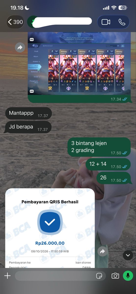 MhdIhsan1404's tweet photo. done joki ml 3 ⭐️ Lejen, 2 win grading Rp. 26k✅
#jokiml #zonauang https://t.co/E9m8dBkDZV