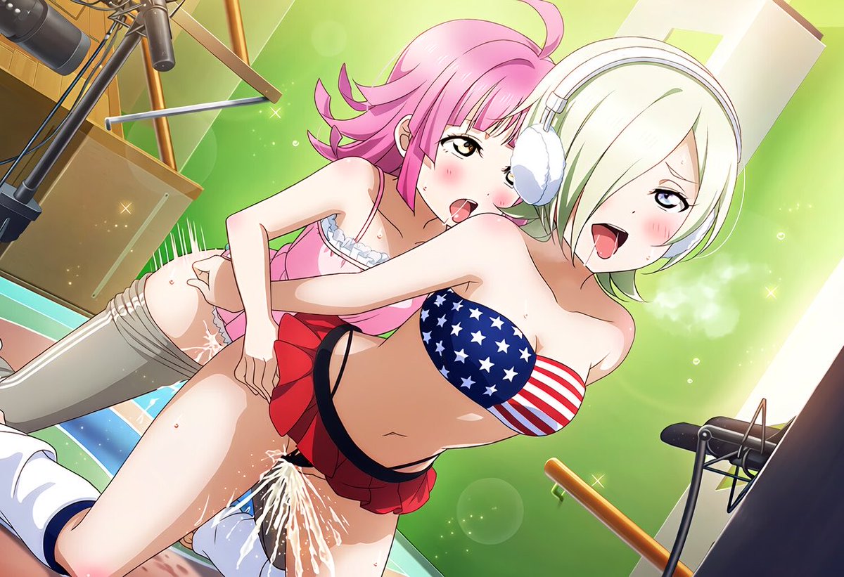 AIdolfestival's tweet photo. Rina got distracted by Mia’s recording session lapdance. She liked what she saw and had her way with Mia and gave her a big creampie. Rina had a little accident after thanks to her soda. #lovelive #AIart #hentai #futanari #peeing https://t.co/g7chbPXVit
