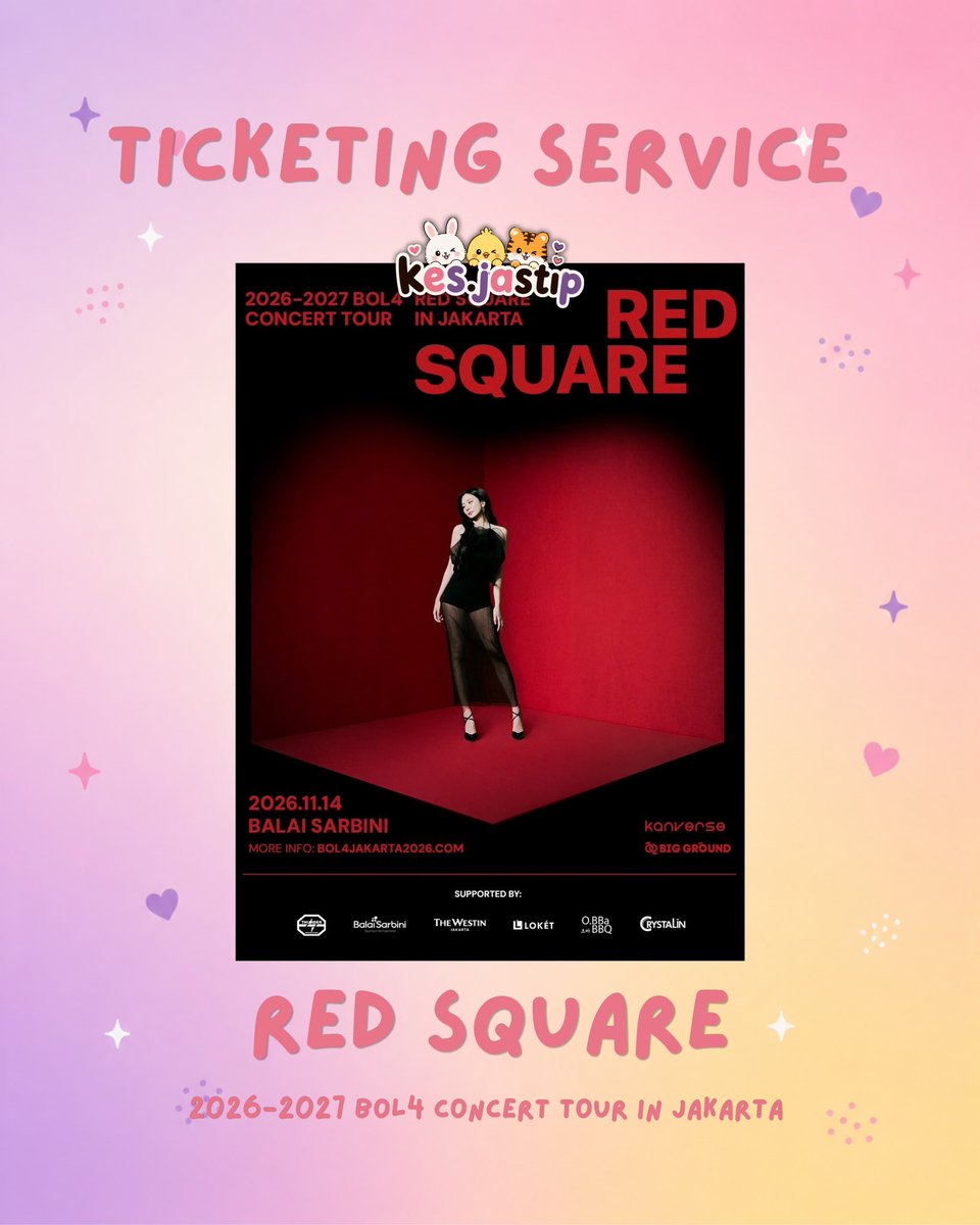 kesjastip's tweet photo. OPEN TICKETING SERVICE - JASA WAR [2026-2027 BOL4 CONCERT TOUR 〖Red Square〗IN JAKARTA]

🗓️ 14 November 2026
📌 Balai Sarbini

✅ self payment &amp; data pribadi
📩 dm for more info or reservation

#볼빨간사춘기 #BOL4
#RedSquare #BOL4_RedSquare
#BOL4_CONCERT_TOUR https://t.co/hTDDvXPOUM